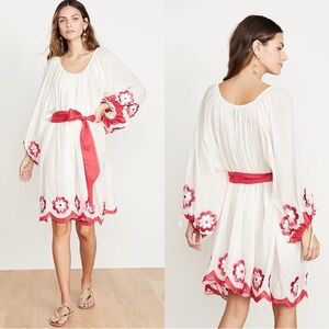 INNIKA CHOO FRIDA BURDS POCKET SMOCK MINI COTTON FLORAL EMBROIDERED DRESS M 2